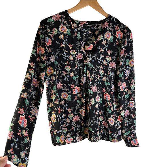 NWT Banana Republic Women's Long Sleeve Blouse Top Dark Floral Size XS Career - Picture 3 of 8